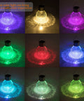 4 Pack Solar Lanterns With Shepherd Hooks No Wiring Easy Setup Outdoor Color Changing Crackle Glass 3 Lumens Waterproof Garden Lights for Pathway Backyard Decor lit in various colors