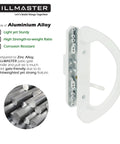 Rock Solid Sliding Glass Door Handle Replacement Set Featuring Reversible Mortise Design And Smooth Nonkeyed Operation In Crisp White Diecast Finish showcasing aluminum alloy construction.