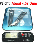 Top Shelf 3.5 Inch Interior Door Hinge Pins Slick Black Oil Rubbed Bronze Replacement Screws Six Pack on scale weighing 4.52 ounces.