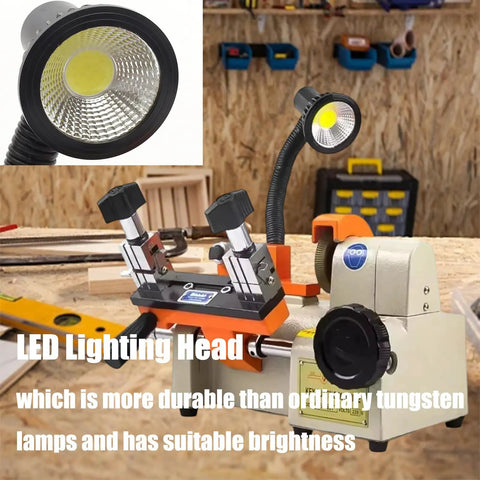 Beefy Automatic Key Cutting Machine With Punchy Led Spotlight For Cars highlighting adjustable LED head for precision key duplication.