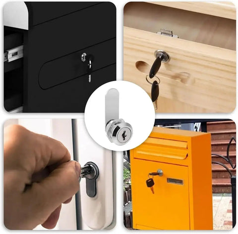 Three Pack Cam Lock Set For Letterbox Cabinet Door Mailbox Cupboard Locker With Adjustable Clamp Frame shown in use