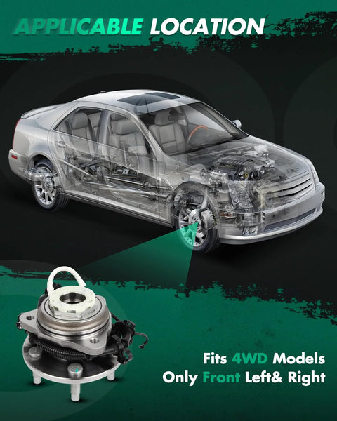 Pair Front Wheel Hub Bearing Assembly With ABS For Ford Ranger And Mazda B4000 1998 1999 2000 5-Lug 4WD 4-Wheel ABS Front Left Or Right Ready-To-Install Replacement Kit installation diagram
