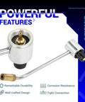 Upgraded 5430 Gas Stove Pressure Regulator Replacement For Coleman Propane Stoves And Grills, metal construction, side view.