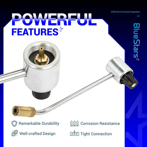 Upgraded 5430 Gas Stove Pressure Regulator Replacement For Coleman Propane Stoves And Grills, metal construction, side view.