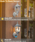 Durable Outdoor Wall Light With Dusk To Dawn Sensor, White Anti Corrosion Plastic Fixture With LED Edison Filament Bulb