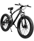 Side view of 26 Inch Fat Tire Mountain Bike With 21 Speed Drivetrain, Dual Disc Brakes, Front Suspension Fork, 4 Inch Fat Tires