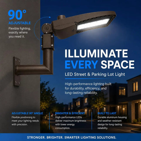 90 Degree Adjustable Wall Mount L Shape Bracket for Two And Three Eighths Inch Slip Fit LED Lights, night outdoor use
