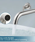 Wall Mount Tub Filler With Two-Handle Roman Tub Faucet, Long Reach Spout, Solid Brass, High-Flow 3-Hole Bath Faucet, Brushed Nickel Finish