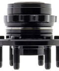 Front Wheel Bearing And Hub Assembly For 2015 To 2020 Chevy And Gmc Canyon Colorado 4WD Replacement Part showing black steel construction and mounting bolts.