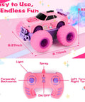 Princess Themed Remote Control Monster Truck For Girls With DIY Sticker Kit, Colorful Wheel Lights And Headlights