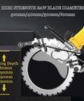 Built Different Concrete Ring Saw With Water Fed Dust Suppression Pro Grade Wall Groover For Cutting Brick Rebar Marble And Stone showing cutting depth and blade size options.