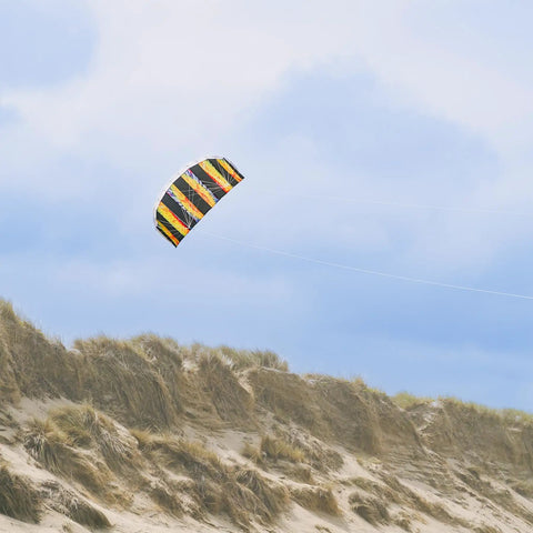 Dual Line Stunt Parafoil Kite With Tie Dye Style No Assembly Required, Easy To Fly And Fun soaring over sandy dunes