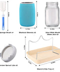 All In One Sprouting Jar Kit With 2 Wide Mouth Mason Jars Mesh Lids Blackout Sleeves Stand And Tray For Easy Home Sprouting