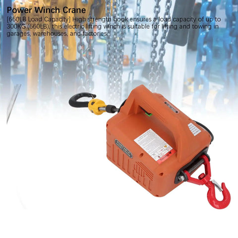 Heavy Duty Electric Hoist Winch 660 LB Capacity With 1500W Motor For Garage Use, 25 Foot Lift Height displayed