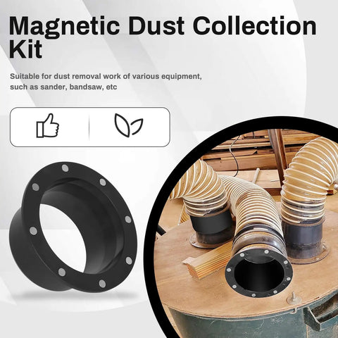 Four Inch Magnetic Dust Collection Fittings 7 Pack Quick Connect Hose Adapters For Shop Vacs With Rare Earth Magnets, black rubber connector.