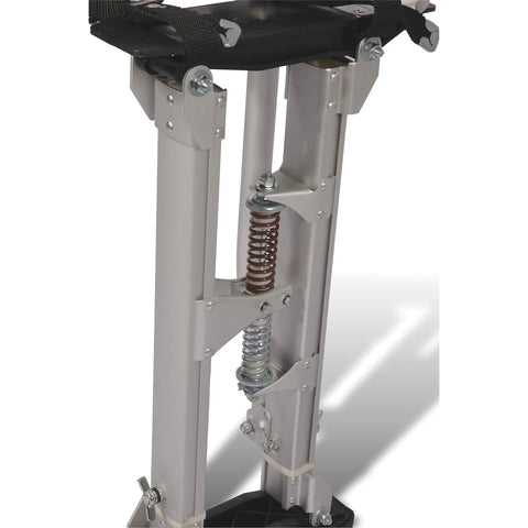 Close-up of Adjustable Drywall Stilts for Painting and Cleaning, 24 to 40 Inches, Lightweight Aluminum Construction with Dual Spring