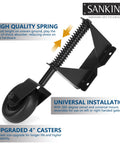 Spring Loaded Gate Caster For Wooden Gates And PVC Fences With 4 Inch Wheel, Heavy Duty Gate Wheel Caster, 360 Degree Universal Mount Plate