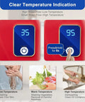 Interactive touch control panel displaying temperature settings for Compact 3000W Tankless Electric Water Heater Pumps Out Instant Hot Water For Under Sink Install Featuring Responsive Touch Control And Digital Readout Forged From Durable Stainless Steel And Brass Valves That Work Like Magic.