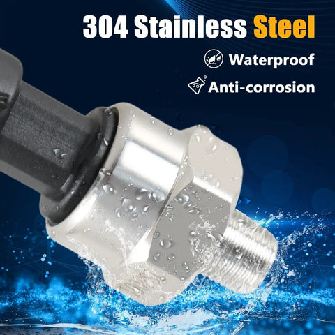 100 Psi Stainless Steel Pressure Transducer Sensor With Connector Harness And One Eighth Inch NPT Thread, waterproof and anti-corrosion