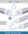 8 Foot LED Shop Light Fixture With T8 Linkable Design, Plug And Play 100W 6000K Daylight Brightness details and connection close-up