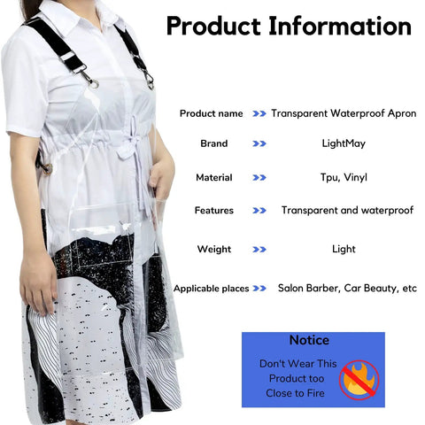 Transparent Waterproof Hair Stylist Apron With Adjustable Straps, Keeps You Clean And Dry During Cuts And Dyes, 29.5 Inch Length