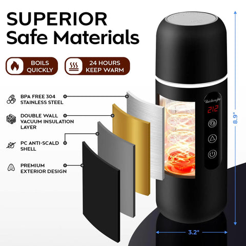 Road Trip Ready Car Kettle With 12V/24V Power Portable Hot Water Boiler For Camping And Travel Lightweight 420ml Travel Kettle With Leakproof Design And Built In Magnetic Stirring