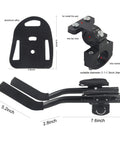 Aluminum Aero Bar Armrest For Road Bikes Clip On TT Handlebar Extensions shown with dimensions and components detailed