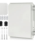 Heavy Duty Outdoor Junction Box Waterproof IP67 ABS Plastic Electrical Enclosure With Stainless Steel Latch For USA DIY Builders Tough As Nails Design That Beats Brutal Weather Quick Install with accessories.