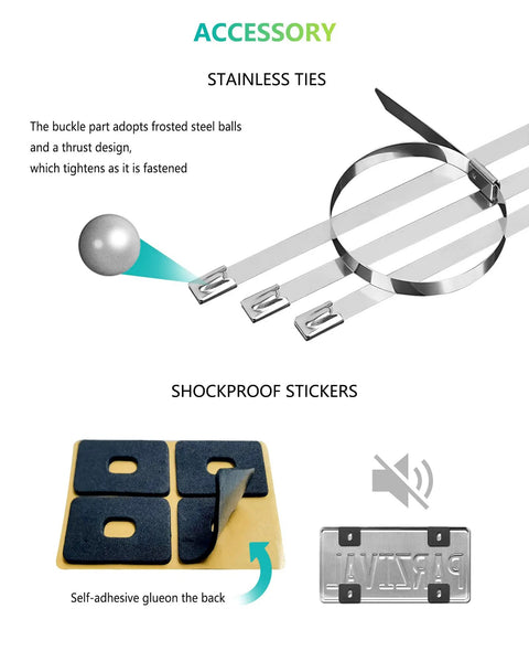 Front License Plate Bracket Mounting Kit For Bumpers With Anti Theft Hardware And Stainless Steel Zip Ties detail image
