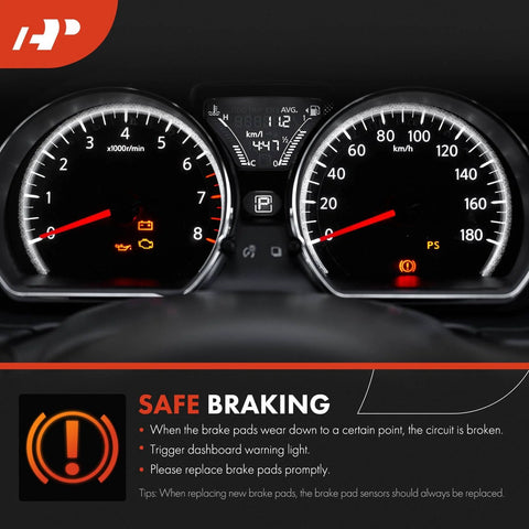 Front view of a car dashboard instrument cluster showing tachometer, speedometer, and warning lights
