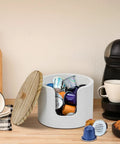Go-To Coffee Filter Holder With Lid For Countertop Storage, storing coffee pods next to coffee maker on kitchen countertop
