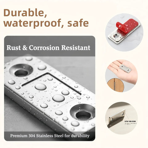 Ultra Thin Stick On Cabinet Magnets Set Of 6 For No Drill Installation with water-resistant stainless steel design