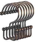 12 Pack Bronze Shower Curtain Rings Heavy Duty Rust Proof Anti Corrosion Metal Hooks With Double Glide For Curtain And Liner