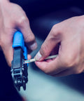 Close-up of hands crimping Dope 500 Foot Cat6 Bulk Ethernet Cable 23 AWG CCA UTP Indoor Network Cable Gray for fast LAN setup