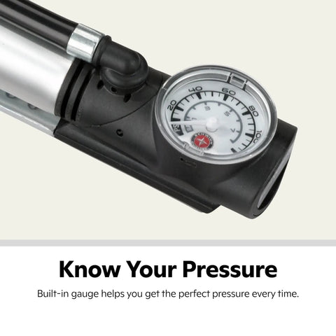 Portable Frame Pump With Dual Head For Schrader And Presta Pressure Gauge Frame Mount Attachment All Terrain Bike Pump For Mountain Cruiser And Electric Bikes On The Go Convenience Black