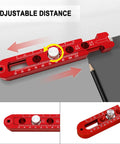 Adjustable Radius Woodworking Compass Scriber With Aluminum Alloy Arc Head Fixed Point Circle Ruler Pro Grade Precision Drawing Tool For Carpentry Cabinets And Fine Woodworking Projects showing adjustable distance feature in red
