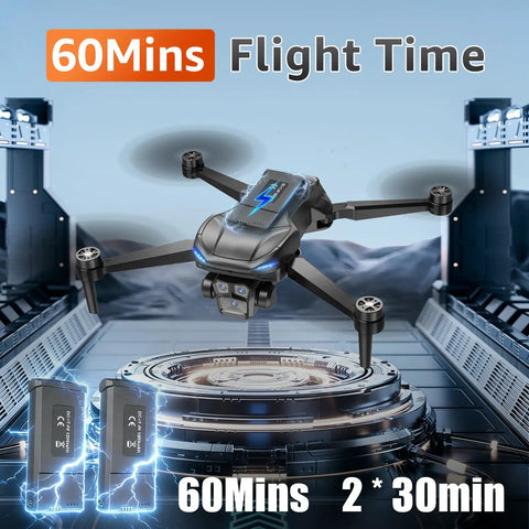 4K Drone With Real Time 4K Camera And Built In 4.5 Inch FPV Screen Controller, Brushless Foldable Quadcopter, 60 mins flight time