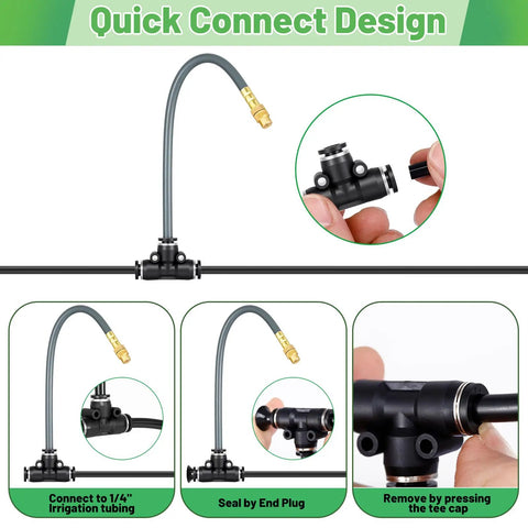360 Degree Adjustable Drip Irrigation System with Bendable Misting Nozzles, Auto Garden Watering Atomizer Kit setup overview