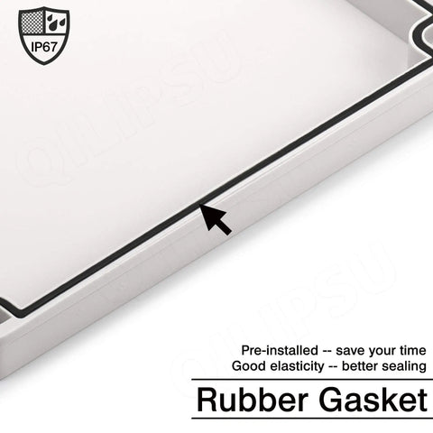 Close-up of the rubber gasket in Junction Box With Mounting Plate For DIY Projects All In One Waterproof IP67 Dustproof ABS Enclosure