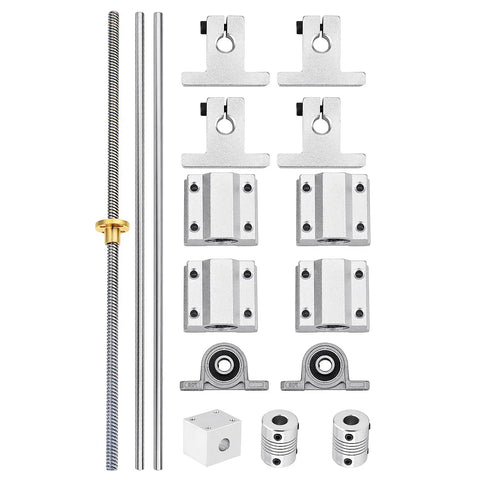 450mm Dope Linear Motion Kit With Two 450mm Rails, Four Linear Slide Blocks, Four Shaft Supports And Flexible Shaft Coupling For 3D Printers And DIY CNC Machines 16 Piece Pack