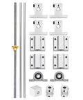 16 Pieces 150mm T8 Lead Screw Kit With 2 Linear Motion Rod Guides 4 Slide Blocks 4 SK8 Supports And 1 Flexible Shaft Coupling For 3D Printers And DIY CNC Builds, shown with rods and mounts