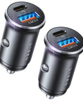 Dual USB C Car Charger 69W Fast Charging Cigarette Lighter Adapter for 12V Cars showing dual aluminum ports