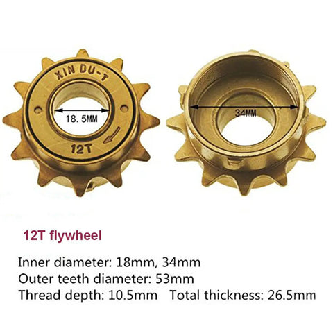 Single Speed Bike Freewheel Sprocket 12 Tooth With Three Pawl Engagement For A Stronger Hold And Precise Engagement Every 12 Degrees Plus Easy Frame Clearance Cold Forged CNC Machined Dur able Construction For Reliable Performance visible with diameter measurements