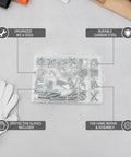All In One Screw Nut And Washer Assortment Kit M3 To M6 Carbon Steel Hardware Set With Storage Box And Gloves flat lay