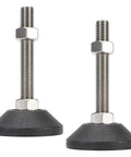 M16 Adjustable Leveling Feet For Furniture And Equipment, Nylon Base With Stainless Steel Threaded Rod, 2 Pack, close-up view