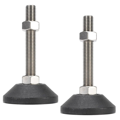 M16 Adjustable Leveling Feet For Furniture And Equipment, Nylon Base With Stainless Steel Threaded Rod, 2 Pack, close-up view