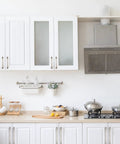 Heavy Duty Zinc Alloy Cabinet Pulls With Slick Brushed Satin Nickel Finish, 6 Inch Center To Center Drawer Handles For Kitchen Cabinets visible on white cabinets.