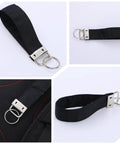 Top Shelf One Inch Silver Key Fob Hardware Bulk Pack With Smooth Split Rings And Heavy Duty Wristlet Clasps Straight Fire Essential For Diy Crafts Keychains And Lanyards Thatll Pop Off. Black fabric strap with metal clip and ring.
