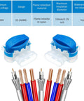 60 Piece 3 Way Wire Connectors Locks Self Stripping IDC Pigtail Connectors For 22-14 AWG Wires with blue plastic casing