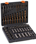 Ultimate 65 Piece Bolt Extractor Kit For Damaged Bolts And Nuts With Left Hand Drill Bits And Three Eighths Inch Drive Tough As Nails